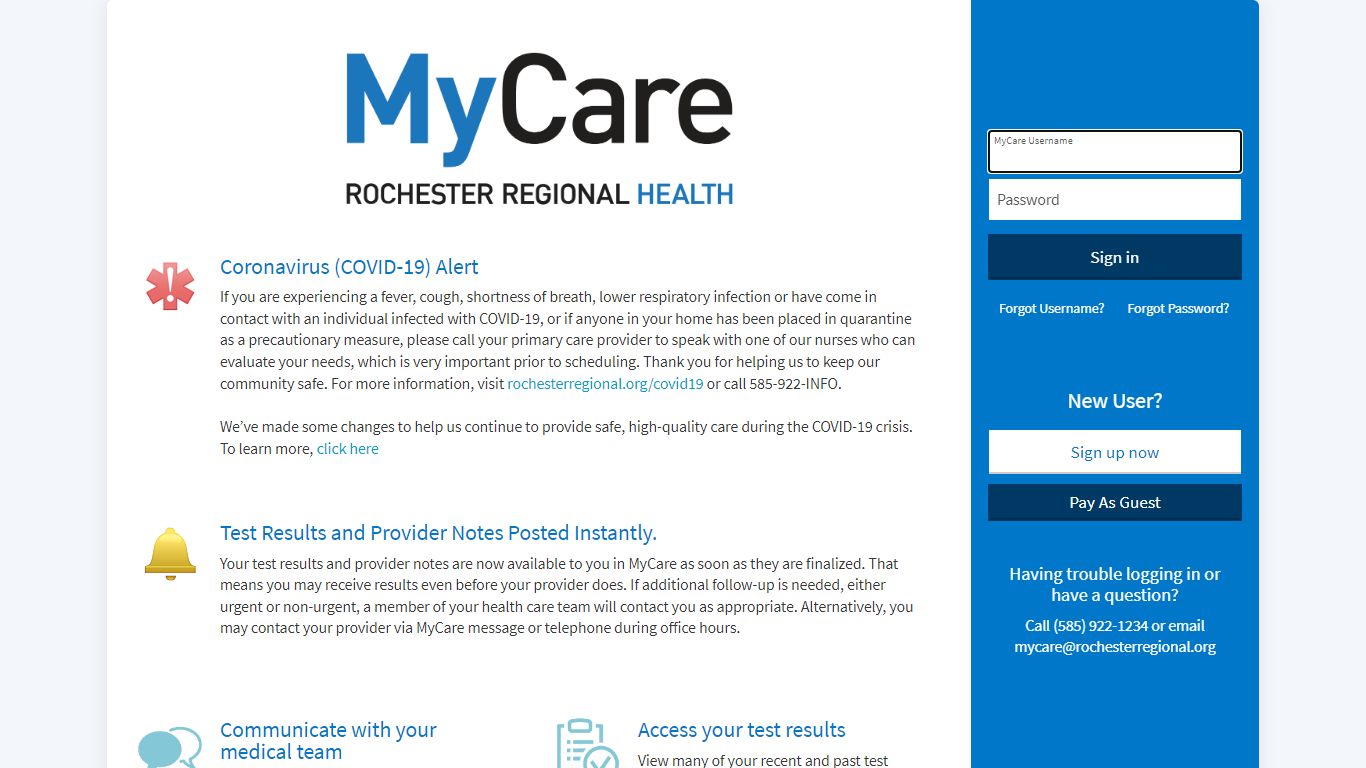 MyCare - Login Page